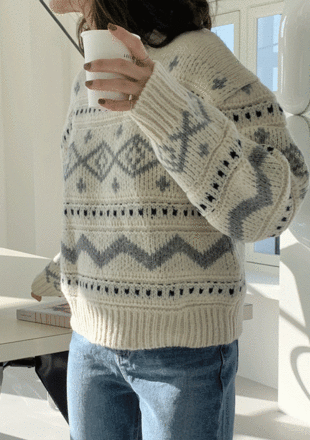 [alpaca+wool] 버커루패턴 - knit